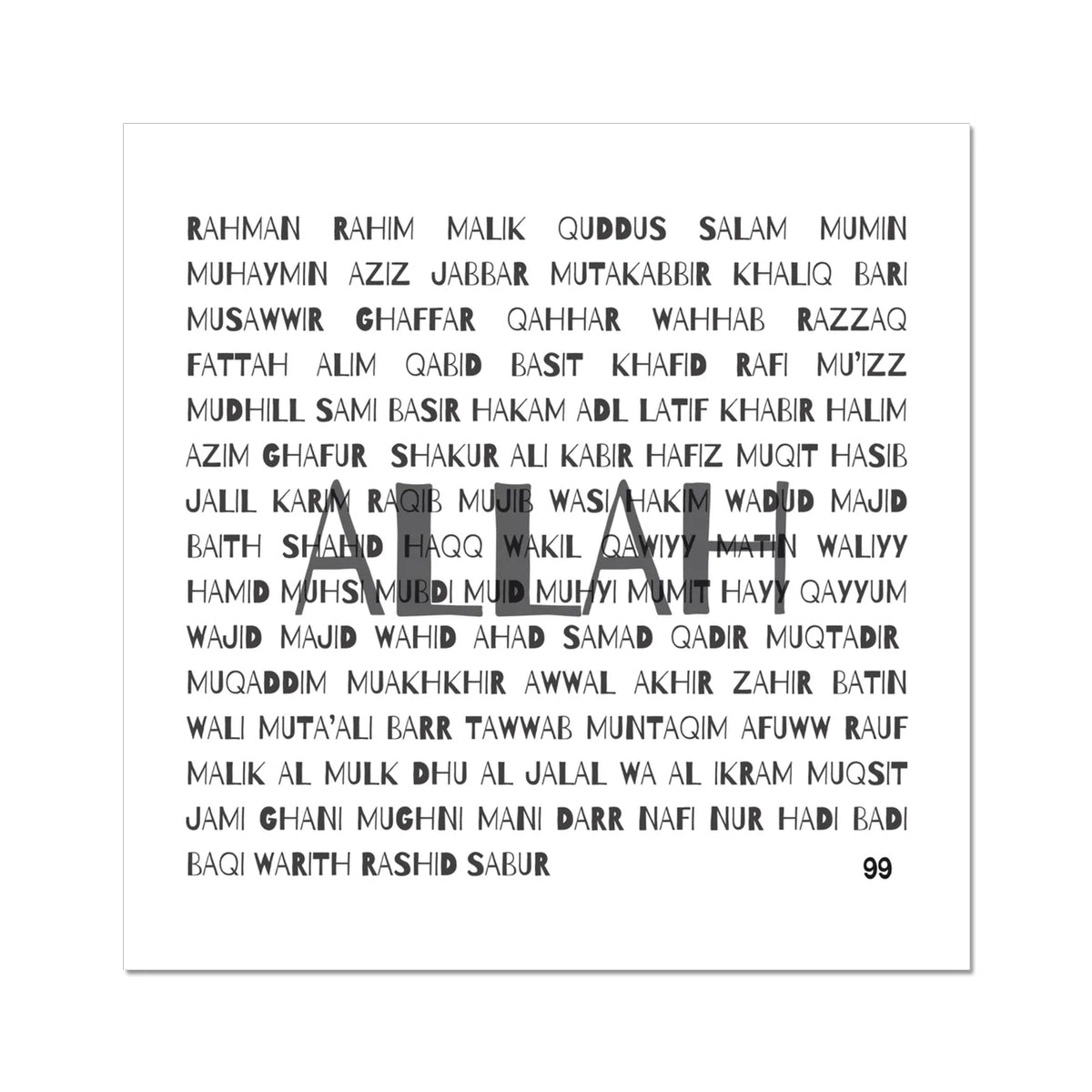 99 Names of Allah | Art Print